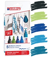 EDDING 4500 TEXTILE MARKER SET 5 COOL COLORS ED4500-5099