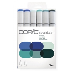 COPIC SKETCH MARKER SET - 6PC SEA AND SKY TONES CMSSEASKY