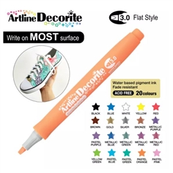 ARTLINE DECORITE 3.0 FLAT MARKER PASTEL ORANGE 6NA