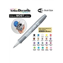 BRUSH PEN ARTLINE DECORITE SILVER 3P