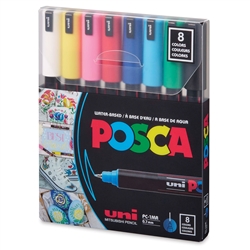 POSCA ACRYLIC PAINT MARKER PC-1MR EXTRA FINE METAL TIP SET8 BASIC COLORS PXPC1MR8SET