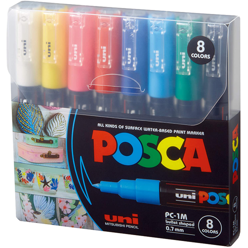 Uni Posca Markers PC-1M, 12 set Standard Colours 