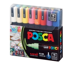 Uni : Posca Marker : PC-1MR : Ultra-Fine Pin Tip : 0.7mm : Assorted Colours  Set of 16