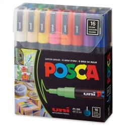 POSCA ACRYLIC PAINT MARKER PC-3M FINE SET 16 BASIC COLORS PXPC3M16SET