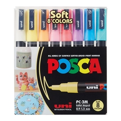 POSCA ACRYLIC PAINT MARKER PC-3M FINE SET 8 SOFT COLORS PX249227000