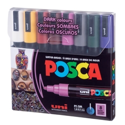 POSCA ACRYLIC PAINT MARKER PC-5M MEDIUM SET 8 DARK COLORS PX292037000