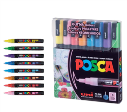 ACRYLIC MARKER POSCA PC-3M FINE SET/8 GLITTER PX292052000