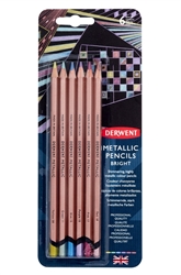 COLOR PENCIL SET DERWENT METALLIC 6 COLOR BRIGHTS TIN DE2305601