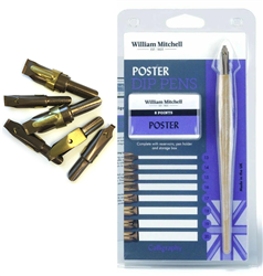 WILLIAM MITCHELL INK DIP PEN SET POSTER NIBS 35781