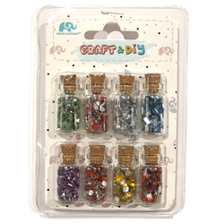 MINI GEMSTONES SET 8 GLASS BOTTLES  6757-3