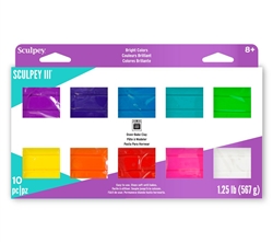 SCULPEY III CLAY - 10 COLORS MULTIPACK BRIGHTS SYMP500-1