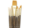 BRUSH SET PRINCETON REAL VALUE 9143 - GOLD TAKLON ACRYLIC/ OIL/WATERCOLOR 7PK PB9143