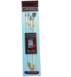 BRUSH SET PRINCETON 4PC ROUNDS & FLATS PONY - GOAT HAIR 9312