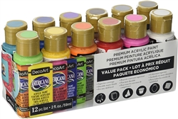 ACRYLIC PAINT SET - AMERICANA VALUE PK 12CT - DPDASK354