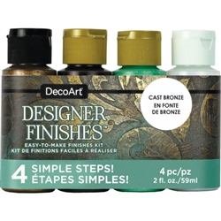 DecoArt Designer Finishes Acrylic Paint Pack 4/Pkg-Cast Bronze - DPDASK574-B