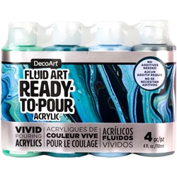 DecoArt Fluid Art Ready-to-Pour Set - 4-Piece Silver Seas Value Pack DPDASK657-B