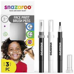 SNAZAROO FACE PAINT BRUSH PEN SET 3pc - 2 Black & 1 White -  SN1180157