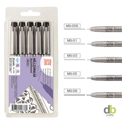 ZIG MILLENNIUM RAPIDOGRAPH SET 5PCS BLACK INK - ZGMS5V